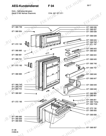 Схема №5 SANTO 3192 NOFROST с изображением Ручка двери для холодильной камеры Aeg 8996710721953